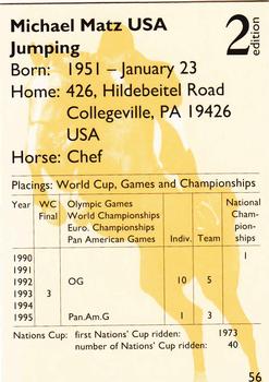 1995 Collect-A-Card Equestrian #56 Michael Matz / Chef Back